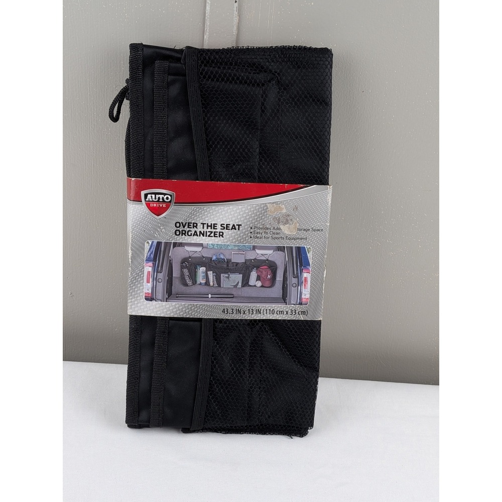 Auto Drive Over the Seat Organizer Black Mesh Vehicle Storage 43.3 x 13 in